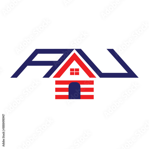 AU icon design Creative real estate logo with abstract roof letter house icon for property business construction branding identity design 