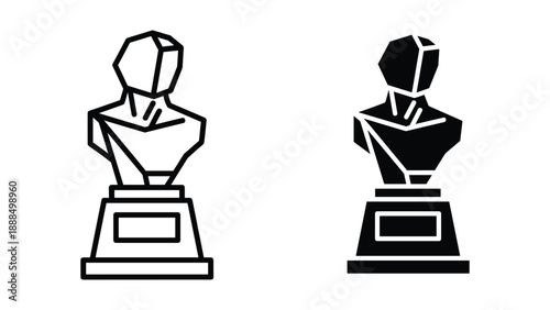 Award trophy icon in black and white