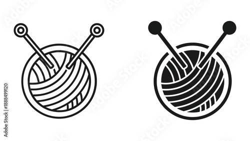 Ball of yarn with knitting needles vector illustration