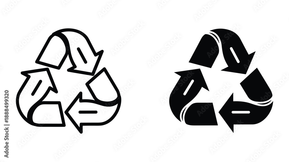 Obraz premium Recycling symbol icon set for sustainable practices