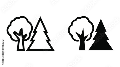 Simple tree icons in black and white