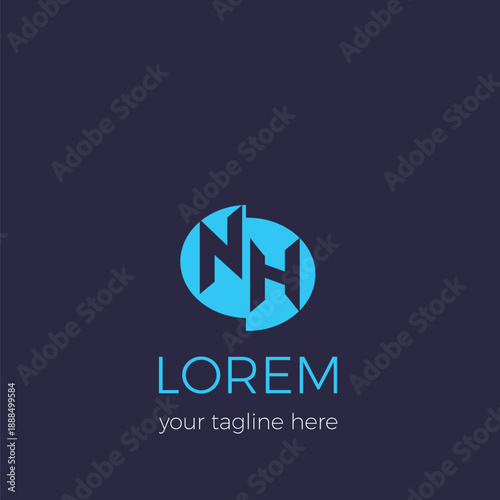 Simple and beautiful NH initials logo, monogram logo design inspiration.