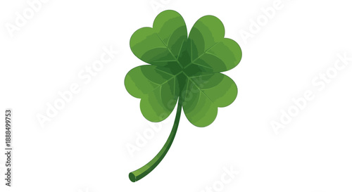 A vibrant green four-leaf clover, a symbol of good luck, isolated on a clean white background.