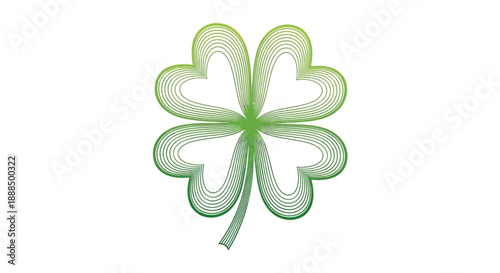 A stylized green four-leaf clover with a gradient effect, symbolizing luck and nature.
