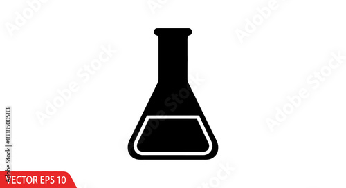 Black silhouette of a laboratory flask on a white background.