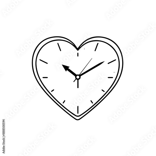 Heart-shaped clock Vector