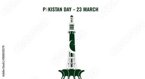 Pakistan day celebration on march 23rd national monument minar e pakistan illustration