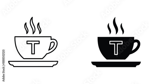 Hot tea cups with steam rising
