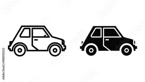 Simple car illustration with outline and solid fill