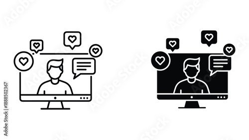 Social media interaction on computer screen