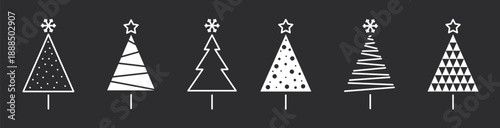 Christmas trees. Modern christmas icons. Xmas signs. Collection of conceptual christmas tree. Vector illustration