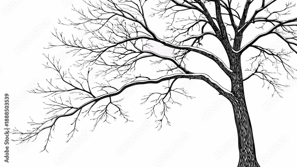 Obraz premium Detailed Drawing of a Bare Tree in Winter.