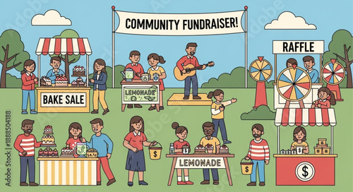 Community Fundraiser Event With Bake Sale And Raffle.