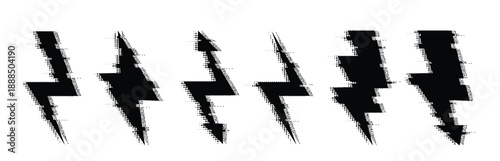 halftone grunge lightning bolt collection dotted thunder