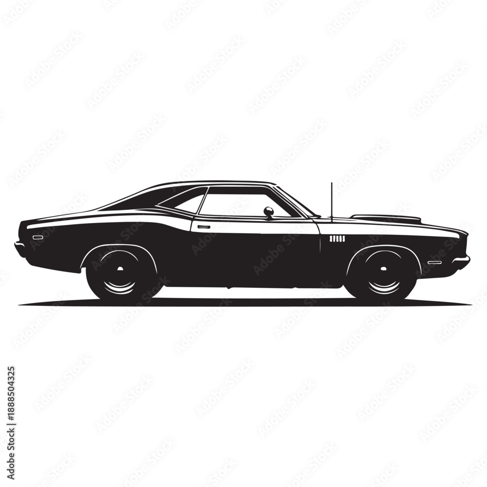 Fototapeta premium Classic Muscle Car Power and Speed Icon Symbol illustration design set collection