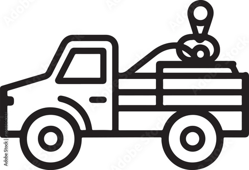 Tow truck hauling another car outline simple illustration with isolated transparent background