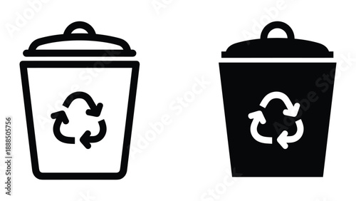 Recycling bin icon set