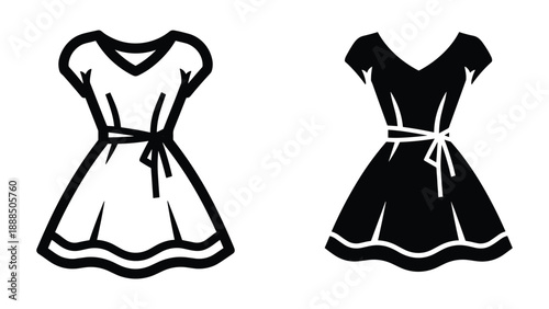 Simple black and white dress illustration