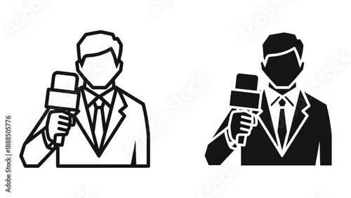 News anchors holding microphones in formal attire