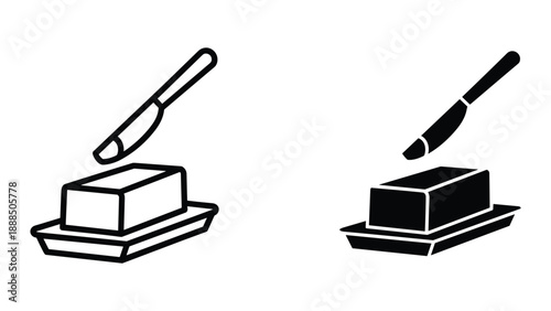 Butter knife illustration on white and black background