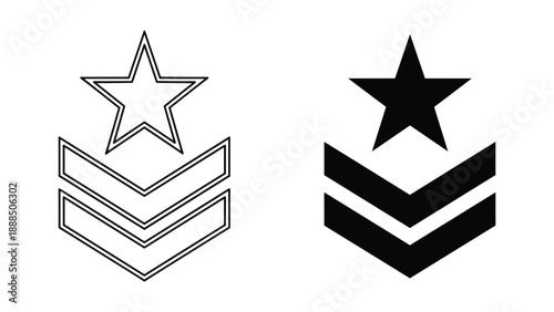 Military rank insignia symbol with star and chevron