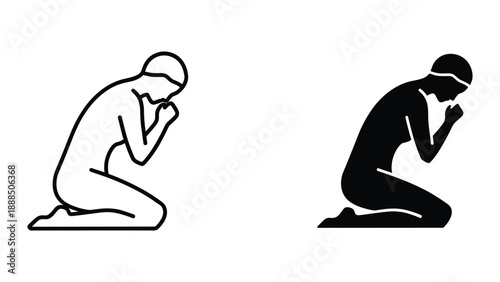 Praying man illustration in different styles