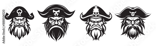  pirate head with hat sailor emblem logo design illustration