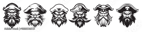 pirate portrait logo abstract sketch hand drawn