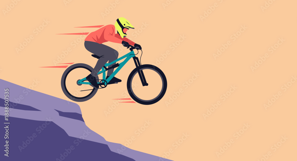 Obraz premium Mountain Biker in Action on Steep Slope.