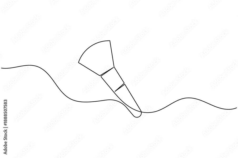 Obraz premium Makeup brush continuous one line drawing minimal outline icon for beauty and cosmetic branding
