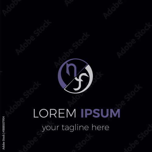 Abstract Vector Letter Logo Design with Initials NF created using nice and elegant isolated lowercase letters.
