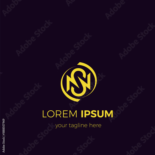 A beautiful framed NS letter icon logo design template, also known as SN. Creative initial logo inspiration.
