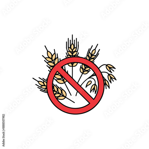 Wheat with No Entry prohibition symbol