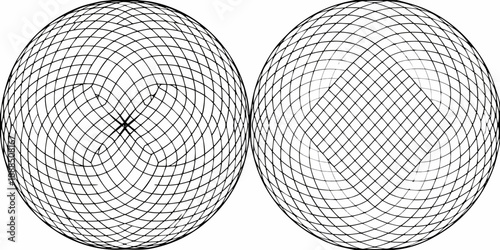 Two symmetrical oval shapes composed of concentric curving lines