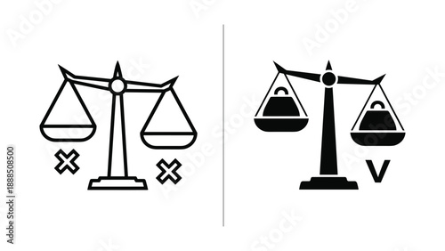 Balance scale illustration with symbols