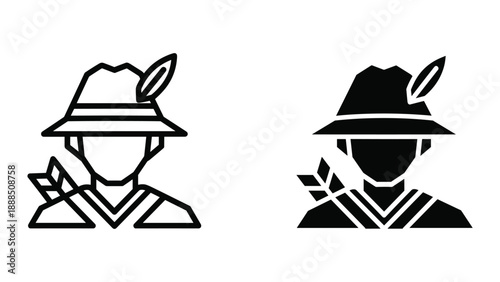 Simple line art illustration of park ranger