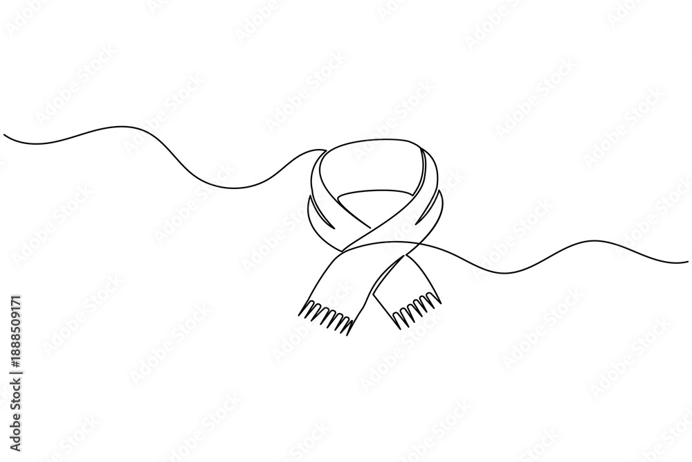 Obraz premium Scarf continuous one line art drawing for winter fashion and cozy seasonal concept vector