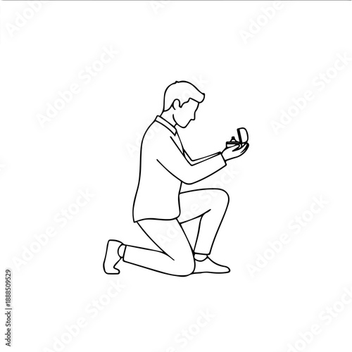 Person kneeling and using smartphone Vector