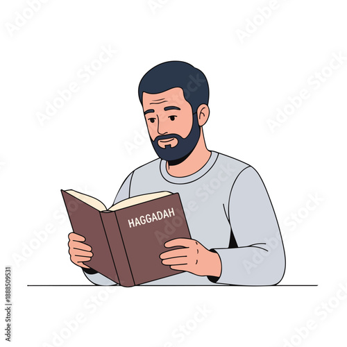 Man Reading Haggadah at Table