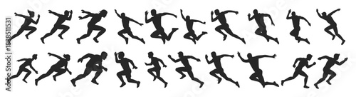 long jump set of silhouettes of the triple jump long jump