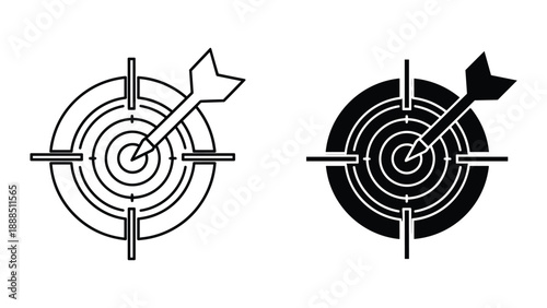 Target with arrow hitting bullseye illustration