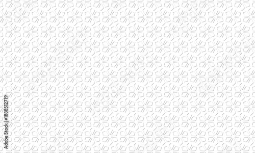 Elegant white Islamic seamless pattern with grey geometric arabesque lines. Clean, minimalist background for Ramadan, Eid, and professional designs.