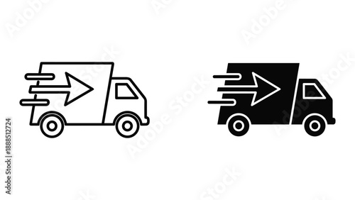 Delivery truck icons with arrow