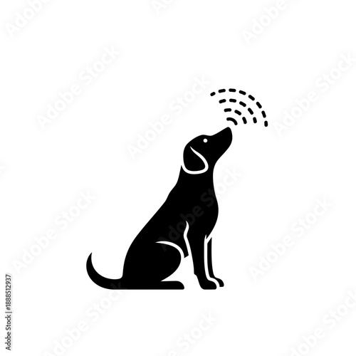 Vector Page Page Logic Page Icon Dog Silhouette Listening to Sound Waves Illustration