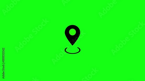 Black location pin icon on a bright green background map marker navigation