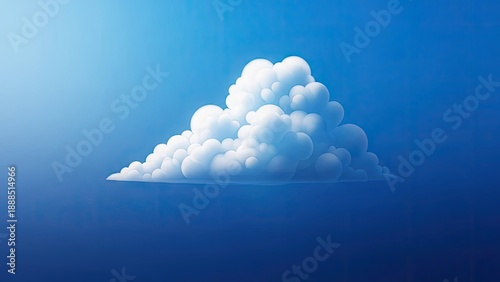 A large white cloud floats in a bright blue sky
