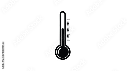A simple black thermometer icon with temperature markings silhouette