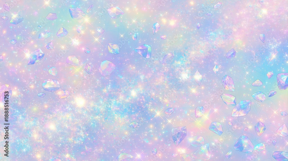 Fototapeta premium パステルカラーに輝くクリスタル宇宙の抽象背景