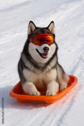 husky dog in snow