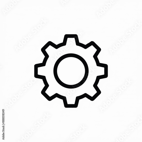 Simple outline settings gear icon, a symbol for configuration and options, perfect for web and app interfaces.